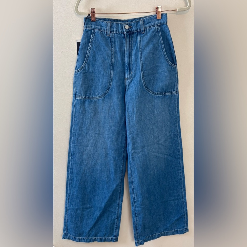 New TWP Mecox beach wide leg linen blend jeans in vintage wash - Picture 6 of 12